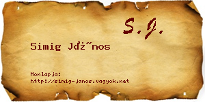 Simig János névjegykártya